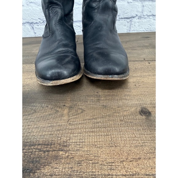 Frye Women's Black Leather Button Back Zip Riding Boots Extended Calf Size 7B - Picture 5 of 16